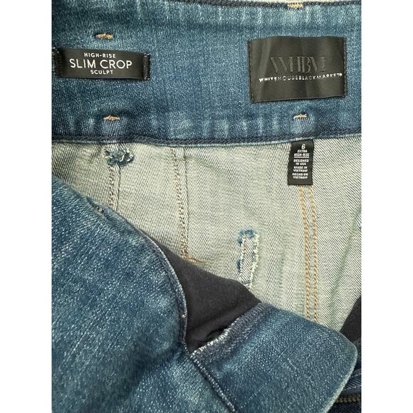 White House Black Market Extra High-Rise Slim Crop Sculpt Jeans Blue Size 6 - Picture 8 of 12